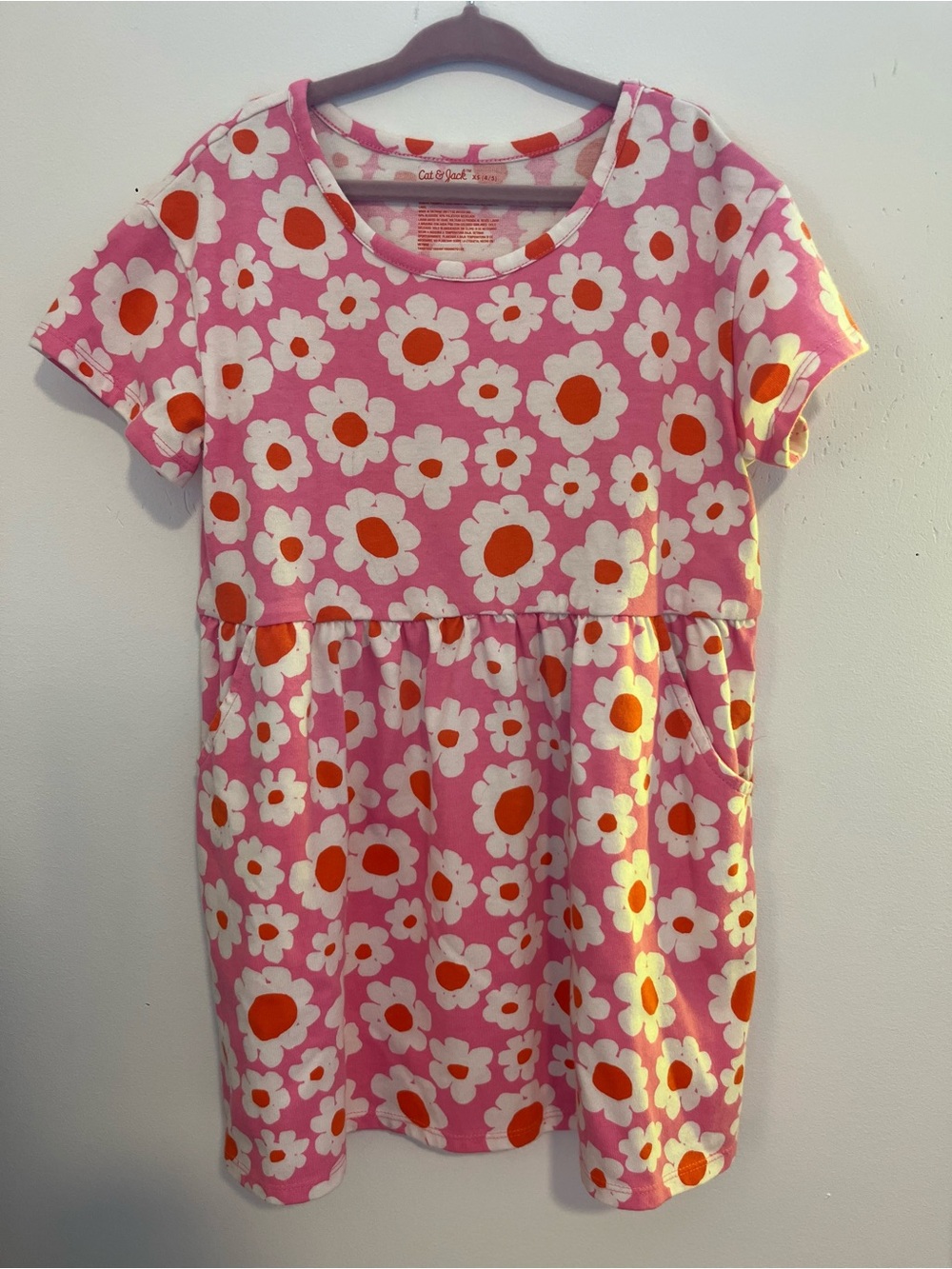 Cat & Jack Pink Floral Daisy Short Sleeve Dress